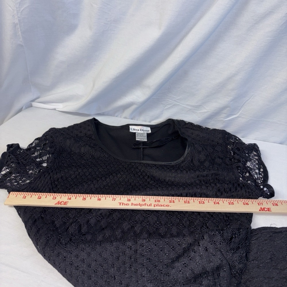 Ultra Dress New York Vintage 90s Black Lace Shift Dress Womens 14 Goth Grunge - Picture 11 of 13